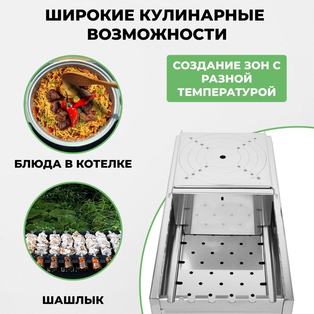 Делитель жаровни, установленный в мангале Делитель жаровни, установленный в мангале