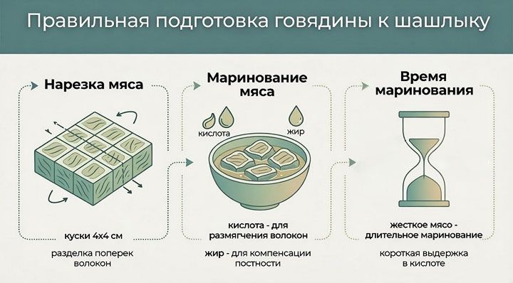 правильная подготовка говядины к шашлыку