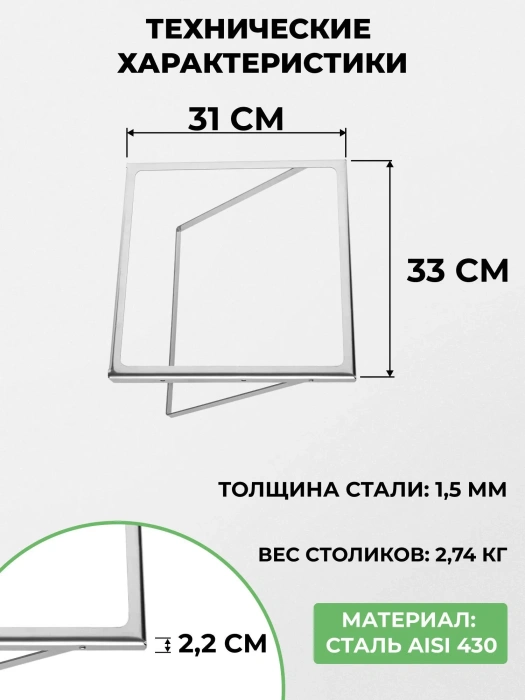 Столики навесные 2 шт из нержавейки для мангалов «Складень» и «Дипломат» — характеристики
