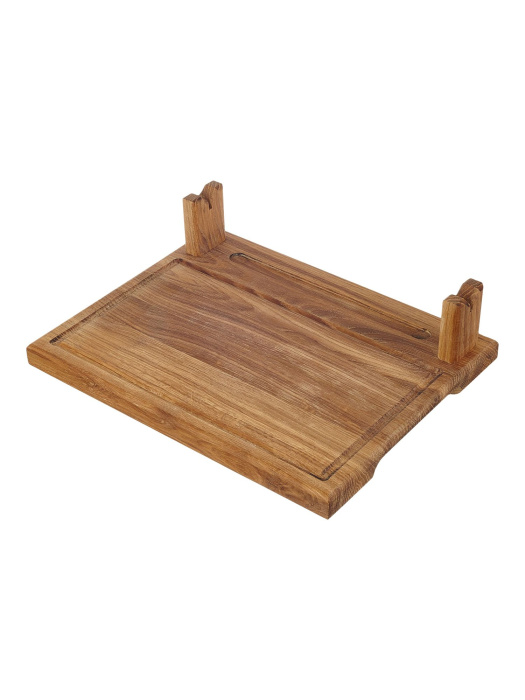 Доска для подачи шашлыка из массива дуба с держателями шампура 30х38х3 см