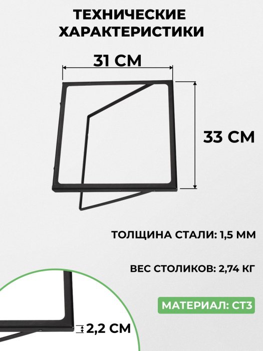 Столики навесные 2 шт для мангалов «Складень» и «Дипломат»