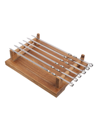 Поднос для подачи шашлыка из массива дуба с держателями шампуров 30х38х3 см