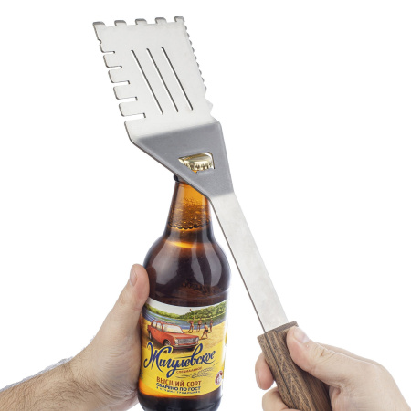 Лопатка-мультитул из пищевой нержавейки для мангалов и грилей Лопатка-мультитул из пищевой нержавейки для мангалов и грилей