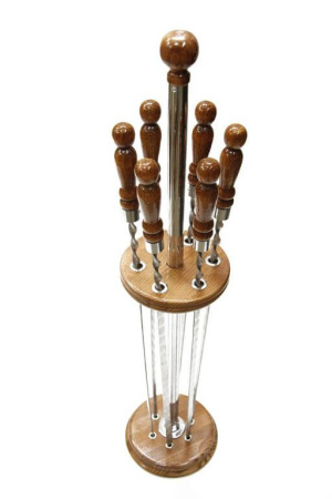 Подставка деревянная для шампуров (в комплекте 6 шампуров)