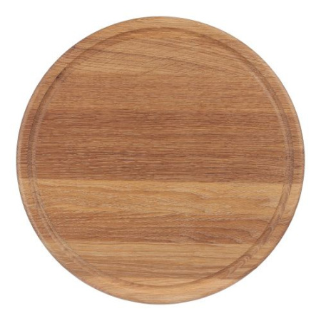 Доска для подачи из массива дуба круглая большая 35х35х3 см с желобком