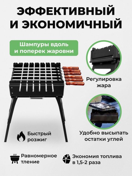 Мангал складной «Дипломат» в наборе с навесными столиками — характеристики
