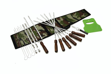 Набор шампуров «Охотник-1 плюс» 450 мм (12 шт. в чехле + вилка и опахало)