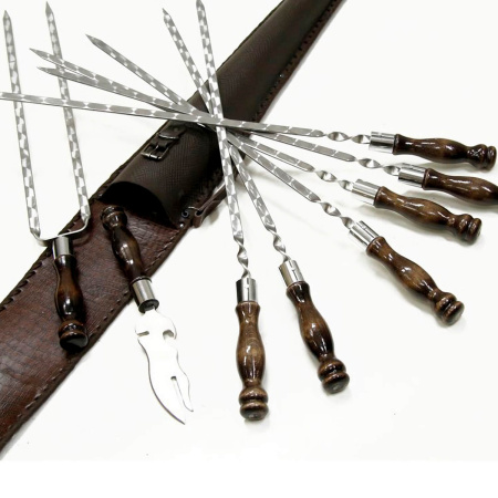 Набор шампуров «Премиум» 450 мм (6 шт. в кожанном чехле)