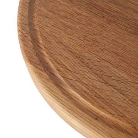 Доска для подачи из массива дуба круглая большая 35х35х3 см с желобком