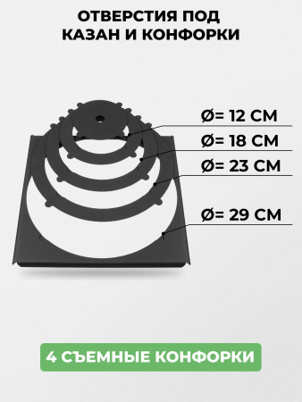 Плита со съемными кольцами для мангала KOLUNDROV