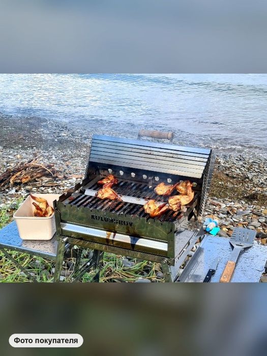 Крышка складная из нержавейки для мангала «Складень» — в деле