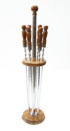 Подставка деревянная для шампуров (в комплекте 6 шампуров)