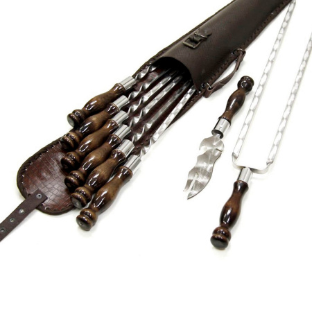 Набор шампуров «Премиум» 450 мм (6 шт. в кожанном чехле)