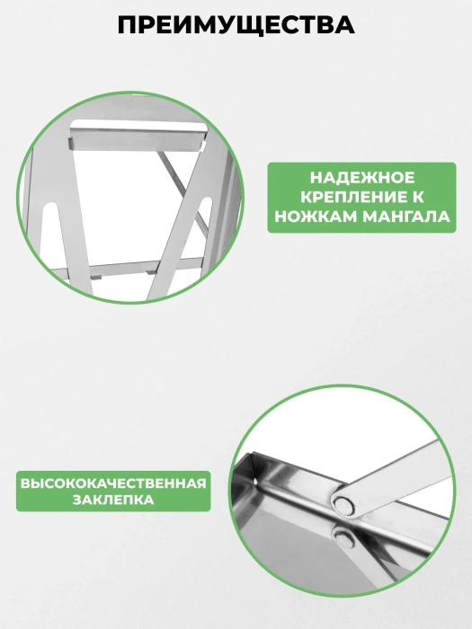 Столики навесные 2 шт из нержавейки для мангала «Дипломат Профи» — характеристики