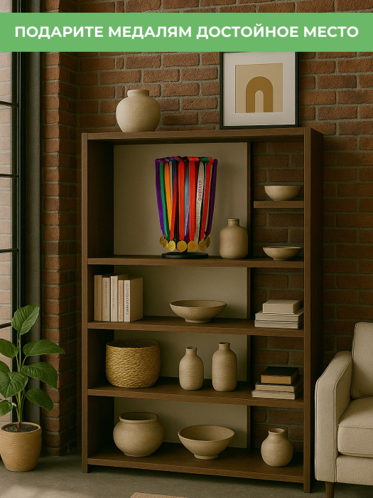 Медальница настольная поворотная «Триумф» для медалей спортивная из металла черная