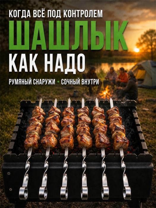Набор шампуров из нержавейки 450 мм 6 шт — характеристики