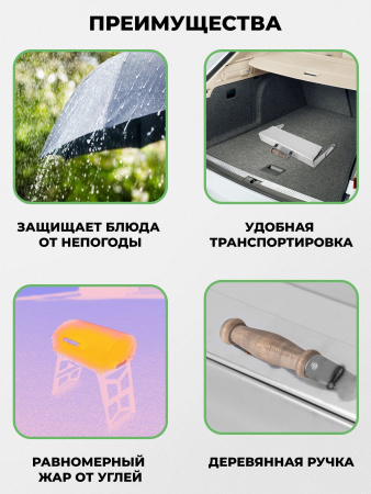 Крышка складная из нержавейки для мангала «Дипломат Профи»